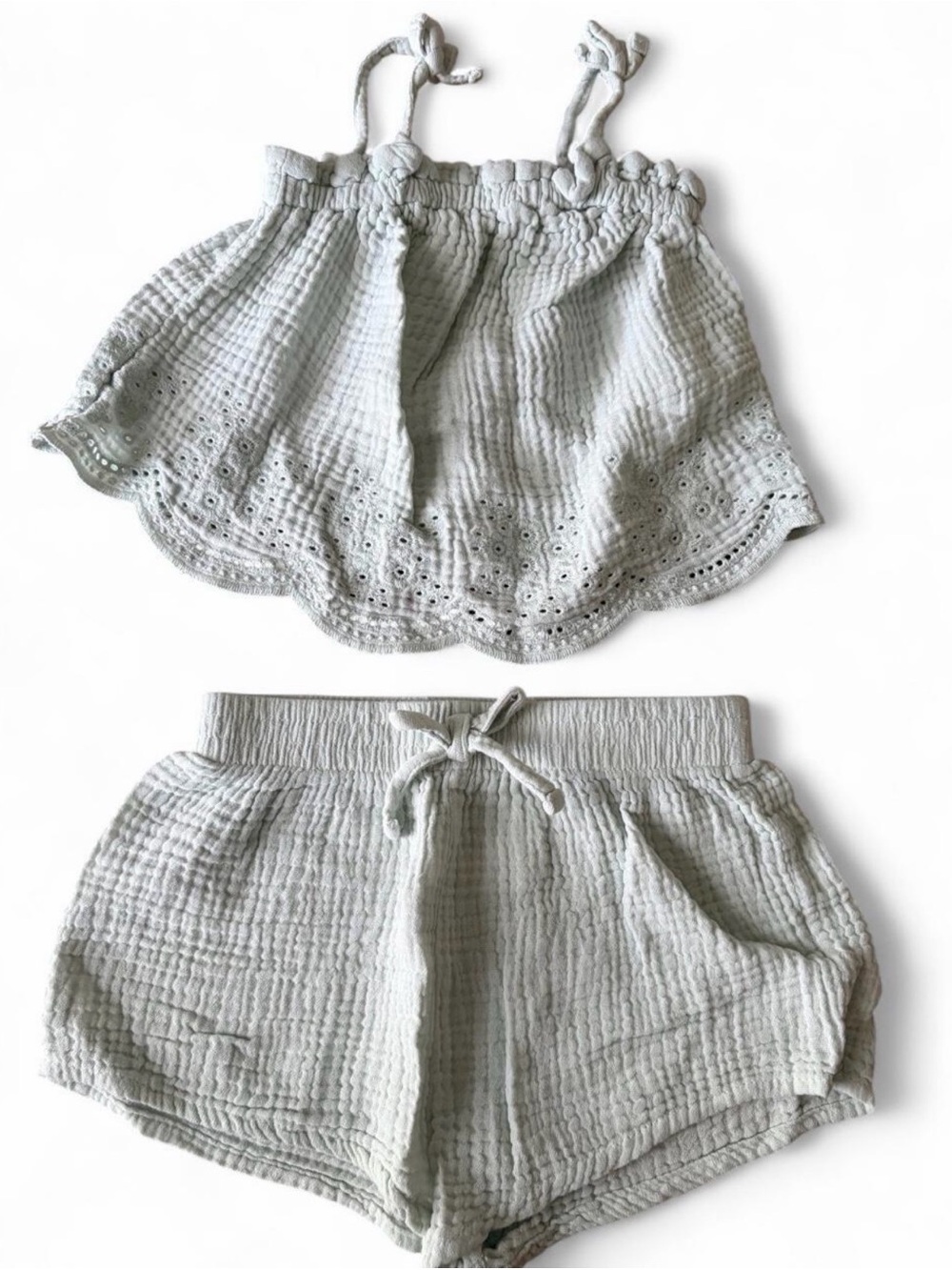 3T 100% cotton set tank top and shorts light blue summer outfit